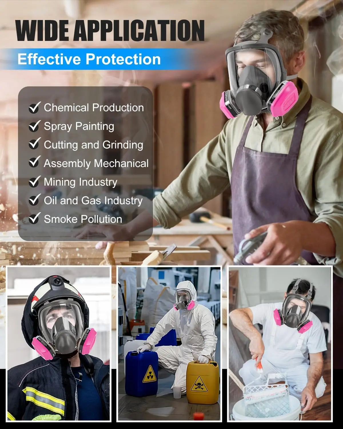 Reusable organic full face respirator gas mask