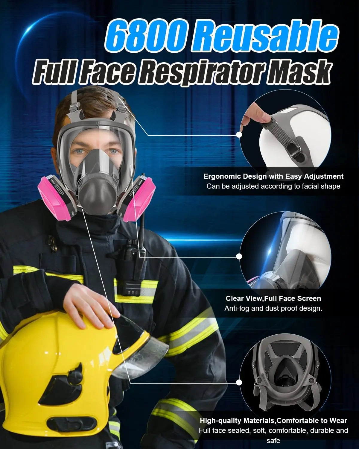 Reusable organic full face respirator gas mask